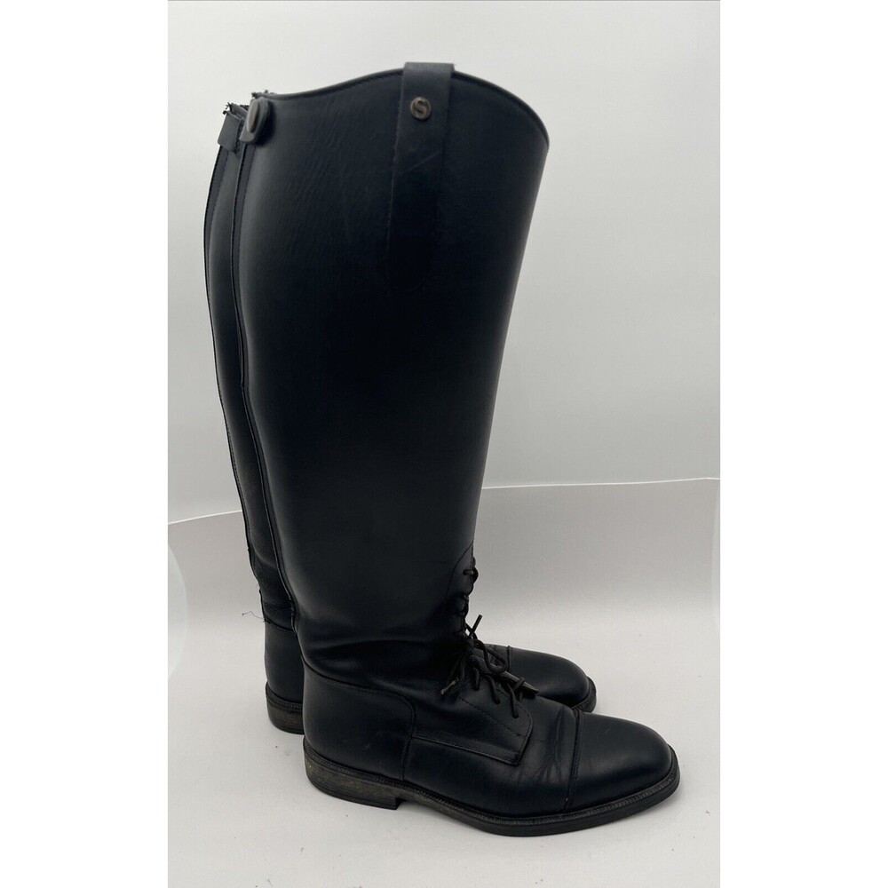 Tall Black Leather Motorcycle / Equestrian Boots Men Sz 39 XL HB Soubirac France